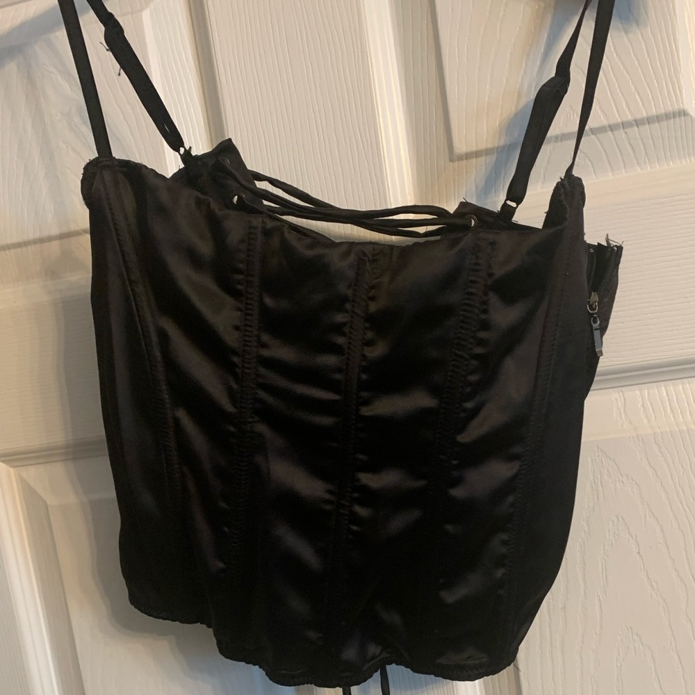 black cropped corset top